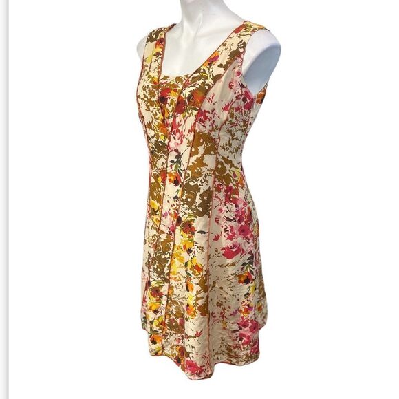 Sundance Catalog Dress Floral Silk sz 6 sleeveless beige multicolor *altered* -6 - Picture 4 of 8